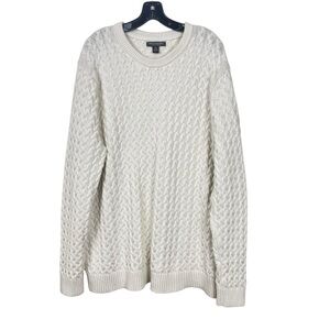 Banana Republic Men’s Supima Cotton Crew Neck Cable Knit Sweater Ivory Size XXL
